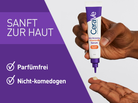 CeraVe Skin Renewing Vitamin C Serum. Anwendung: täglich auf Gesicht und Hals auftragen.